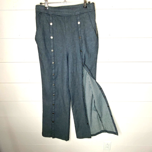 Current Air Pants Womens Small Denim High Waisted Sailor Front Snap Leg Ladies - Picture 1 of 9